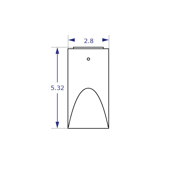 MKIT-S universal vertical surface mount specification drawing front view with measurements