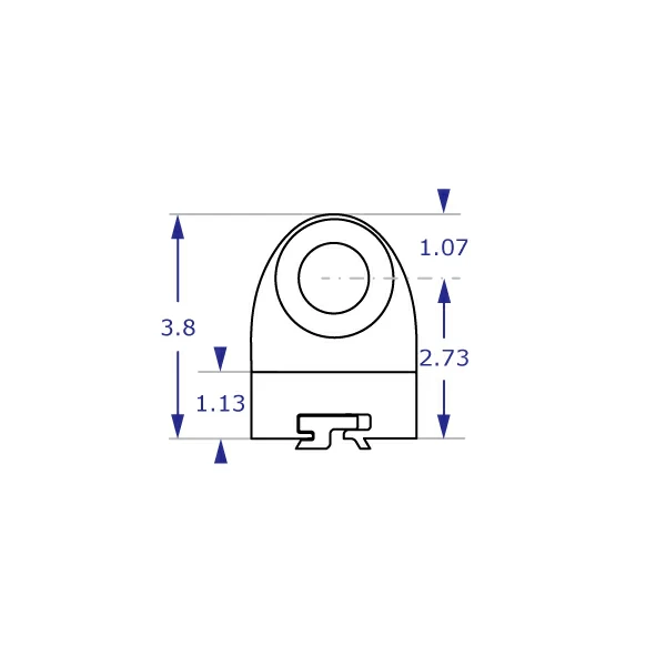 MKIT-S universal vertical surface mount specification drawing top view with measurements