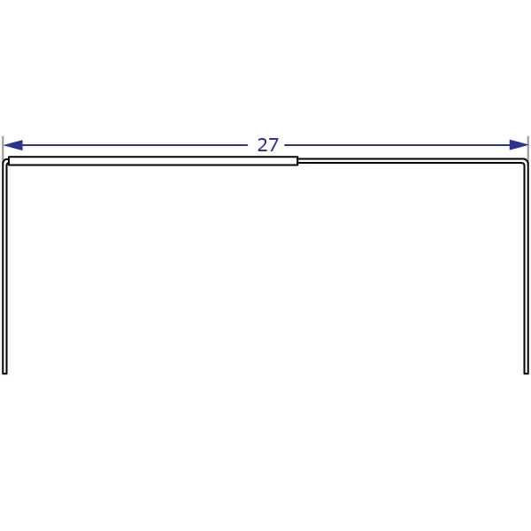 MVAL1627 monitor hood specification drawing front view showing maximum monitor width measurement