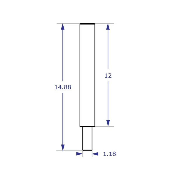 SA 12.88" straight arm extension specification drawing side view with measurements