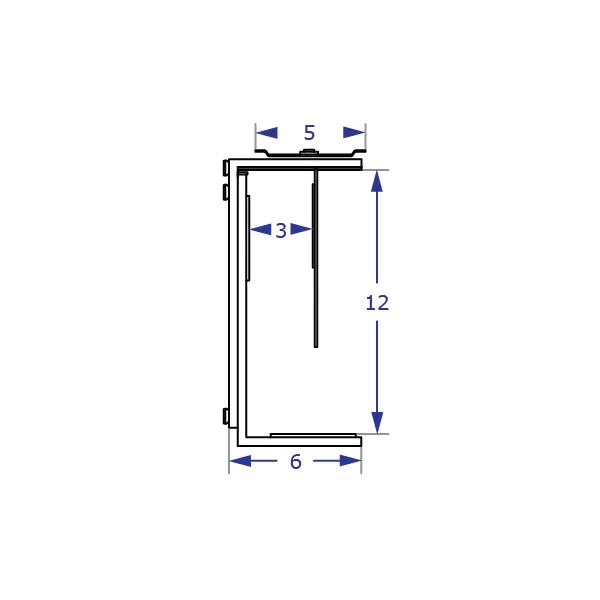 WBK129157 CPU holder specification drawing side view demonstrating minimum compatible tower measurements