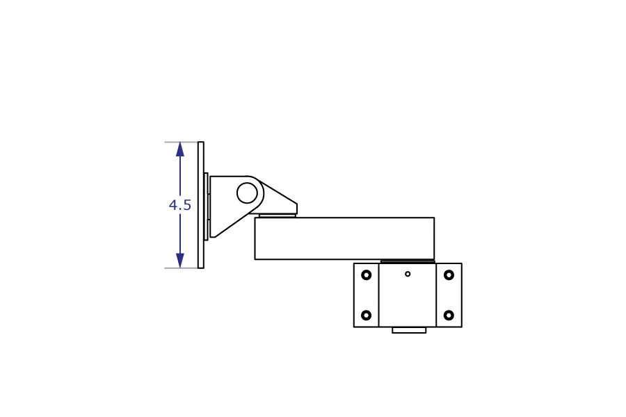 PM80 heavy-duty monitor pole mount with 100x200mm VESA specification drawings shown from side view with measurements