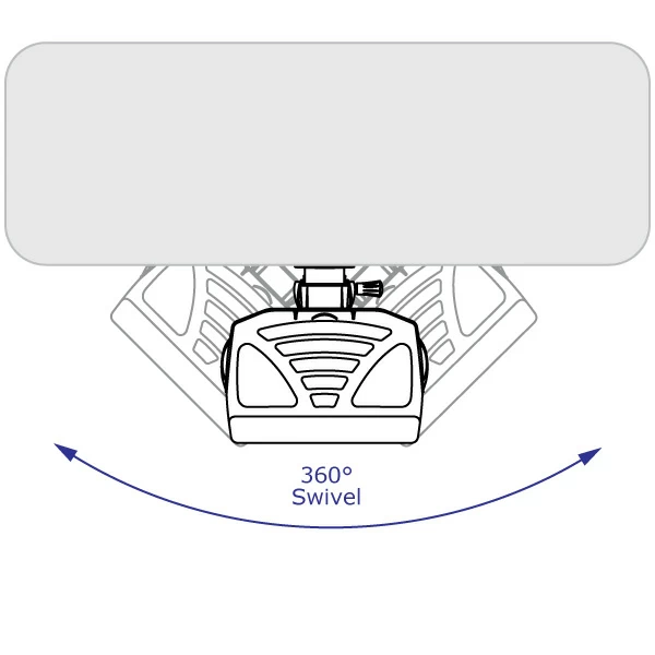 WR-P2 adjustable under desk keyboard tray specification drawing top view demonstrating keyboard tray swivel