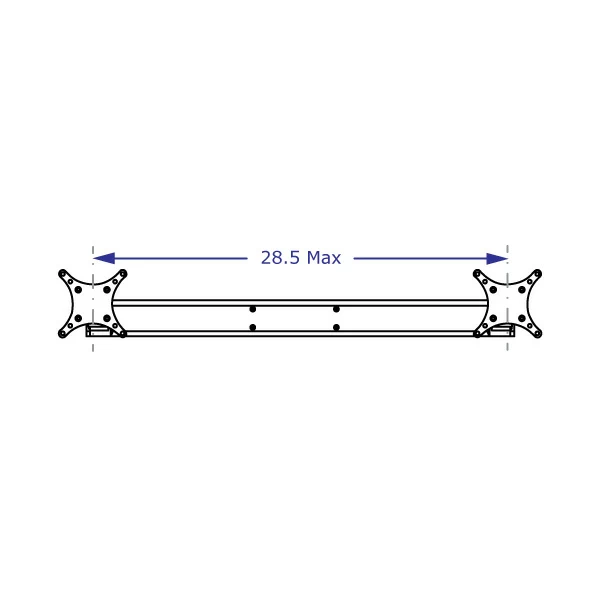 CMD2415 Specification drawing illustrates the maximum width between VESA brackets used on many Ergomart devices