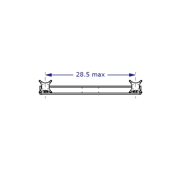 CONNECT-2 Specification drawing illustrates the maximum width between the dual VESA brackets on a 30 inch Connect beam