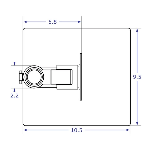 DS9109S low profile monitor stand base specification drawing top view with measurements