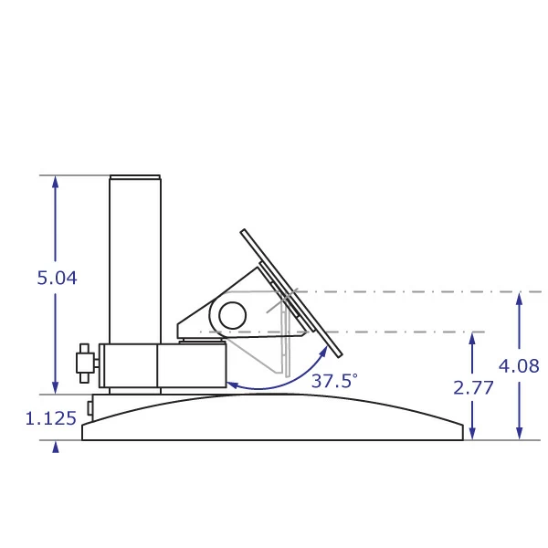 DS9109XS low profile monitor stand specification drawing lowest position side view with measurements