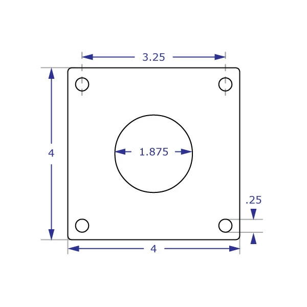 POS18 point of sale monitor stand base specification drawing top view with measurements