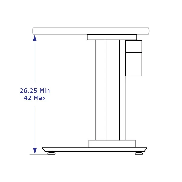 STS225 Specification drawing of HD single electric lift column table height adjustable lift range