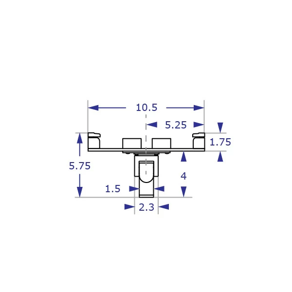 ILX2-9110S Specification drawing of articulating tablet wall mount from top view