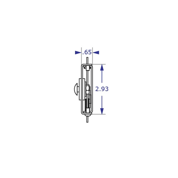MONOLOK rotating monitor wall mount specification drawing top view with measurements