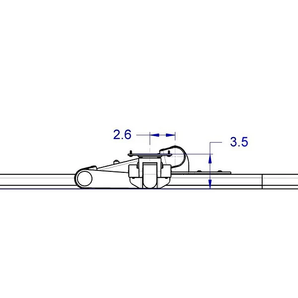 RT-SAA-ARM specification drawing with the SAA2415 monitor arm shown folded against the mounting surface from a top view.