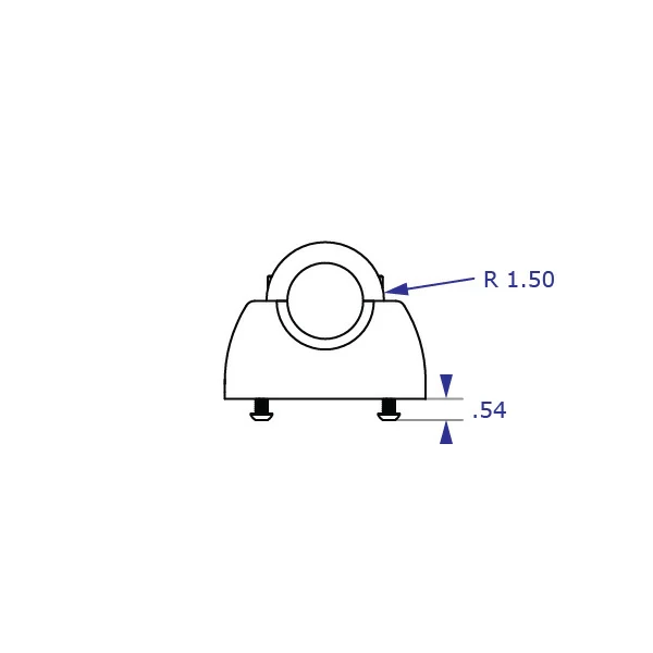 RT horizontal track wall mounting system 192 bracket clamp specification drawing top view with measurements