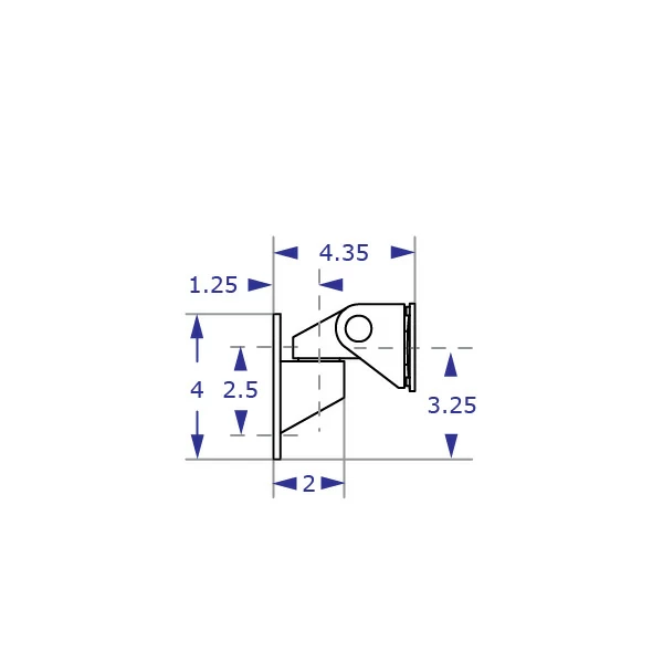 WM9110S monitor wall mount specification drawing side view with measurements