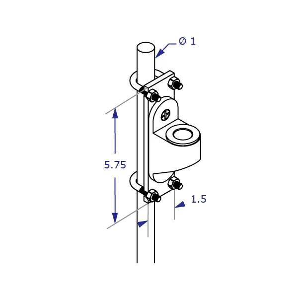 WS9110 wire shelving monitor mount specification drawing isometric view with measurements