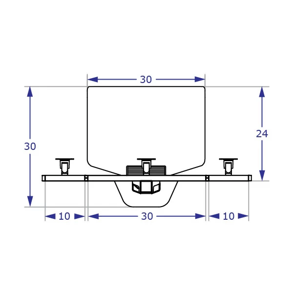 DOR3 triple sit-stand workstation specification drawing showing standard worksurface dimensions