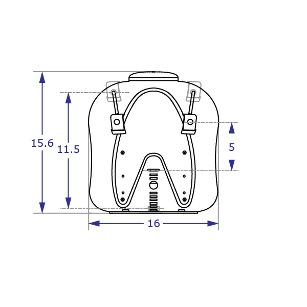 IS-MM monitor riser specification drawing top view with measurements
