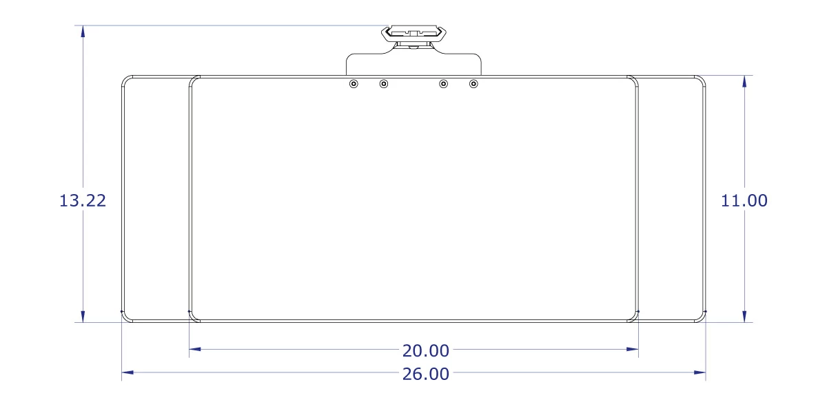 LEVERLIFT-E wall mounted computer workstation specification drawing fixed angle keyboard tray slider top view with measurements