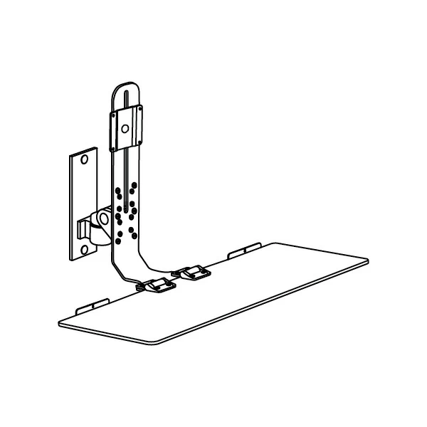 TRS91HD Specification drawing wall mounted monitor keyboard bracket from isometric perspective with 20 inch tray