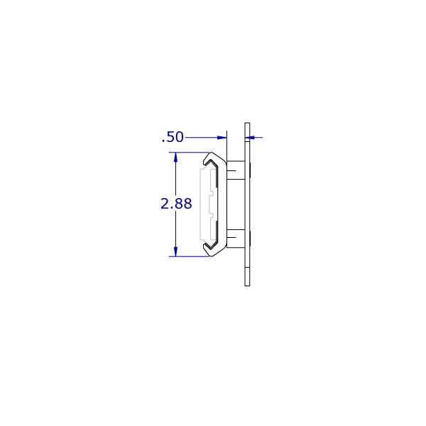 ViewTrack™ Low-Profile 75/100mm VESA Positioner dimensions - Side View