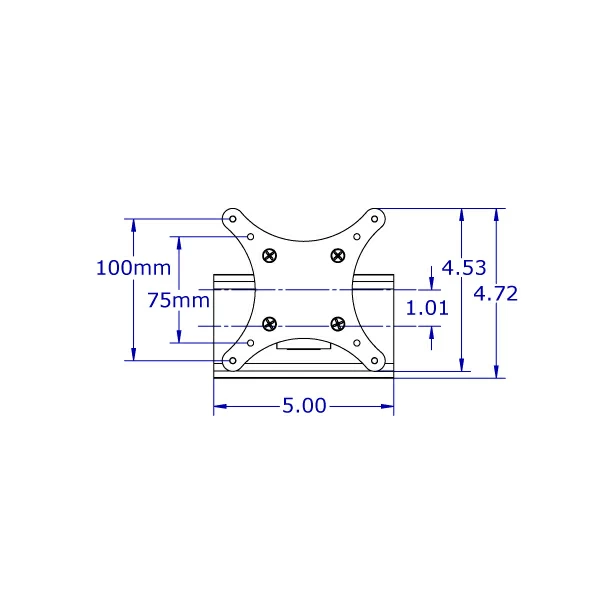 
ViewTrack™ Articulating 75/100mm VESA Positioner dimensions - Front View
