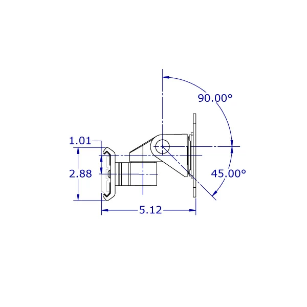 
ViewTrack™ Articulating 75/100mm VESA Positioner dimensions - Side View
