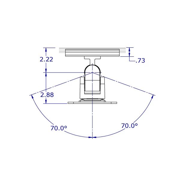 
ViewTrack™ Articulating 75/100mm VESA Positioner dimensions - Top View
