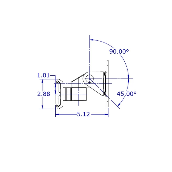 

ViewTrack™ Articulating 100x200mm VESA Positioner dimensions - Side View

