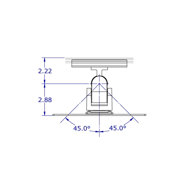 

ViewTrack™ Articulating 100x200mm VESA Positioner dimensions - Top View

