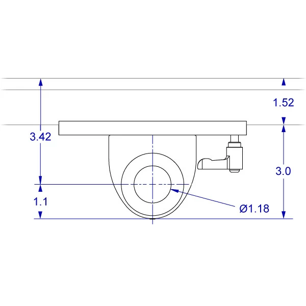MKIT-M2 Movable 118 Roller Track Mount specification drawing top view with measurements