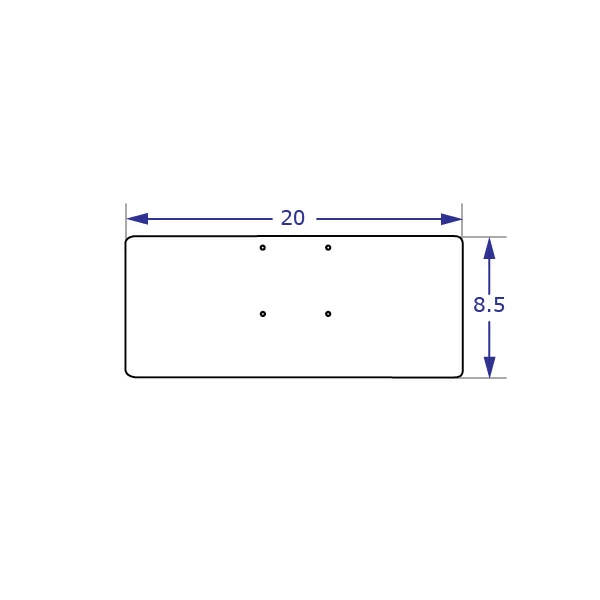 Specification drawing of TRS20 Keyboard Tray Holder with measurements top view