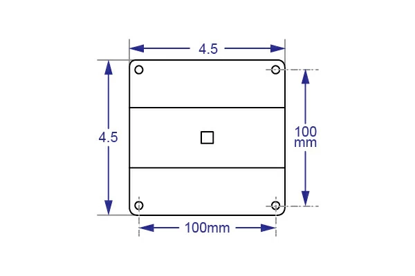 Drawing: 100 x 100 mm sliding VESA adaptor