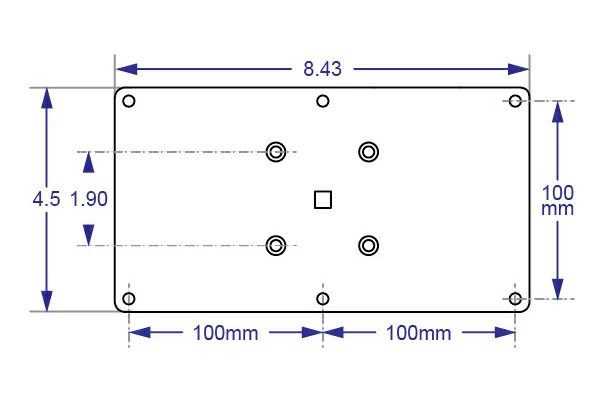 100x200 VESA adapter plate specification drawing