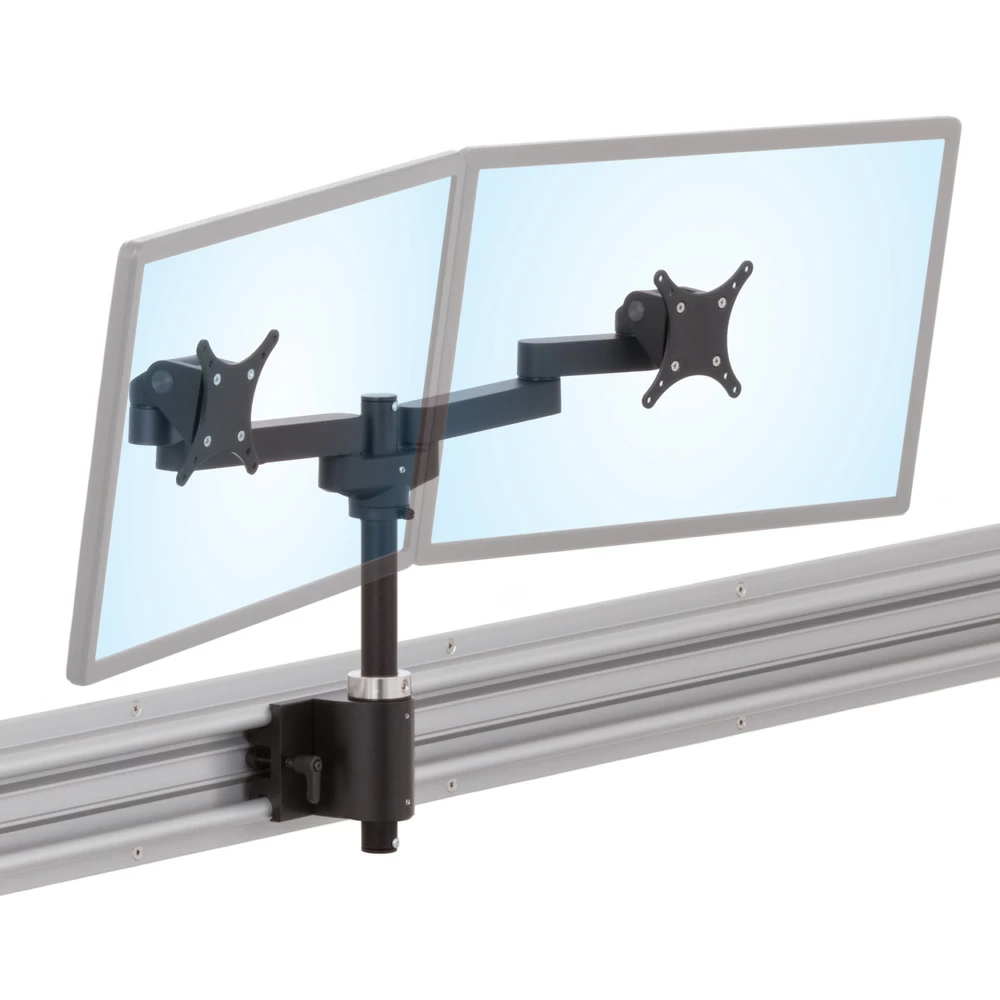 LS1512D horizontal track isometric view with dual monitors positioned high