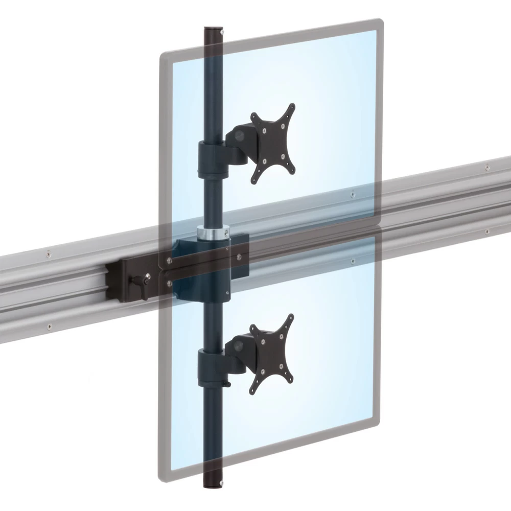LS413D compact horizontal track with dual monitors on a sliding mount positioned low and high