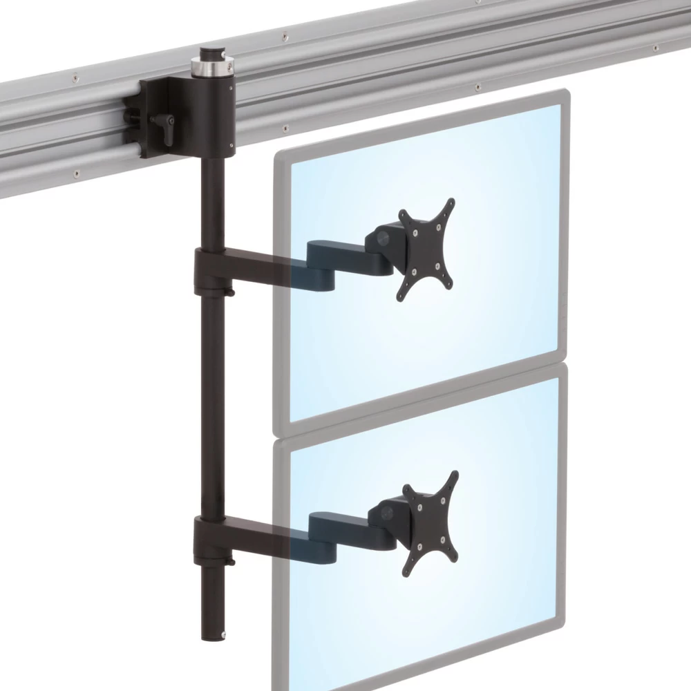 LS9137D horizontal track in isometric view with dual monitors on sliding mount