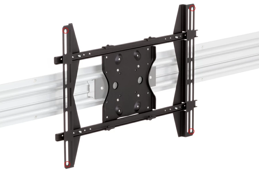 RT-FLUSH Roller Track low-profile mount with flexible 100 x 300mm to 400 x 600mm VESA plate.