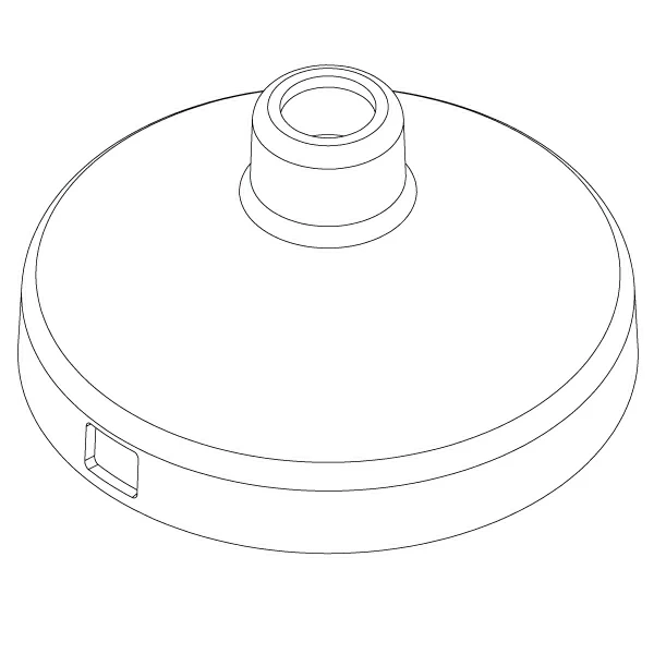 Isometric line drawing of PM192 floor stand base cover.