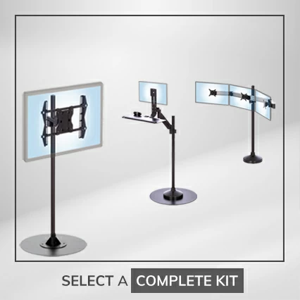 Ergomart's heavy-duty PM192 pole based floor stands create a floor stand: select a standard large monitor display stand
