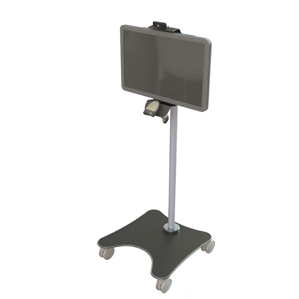 MCART custom solution single monitor cart with scanner bracket shown from a front view