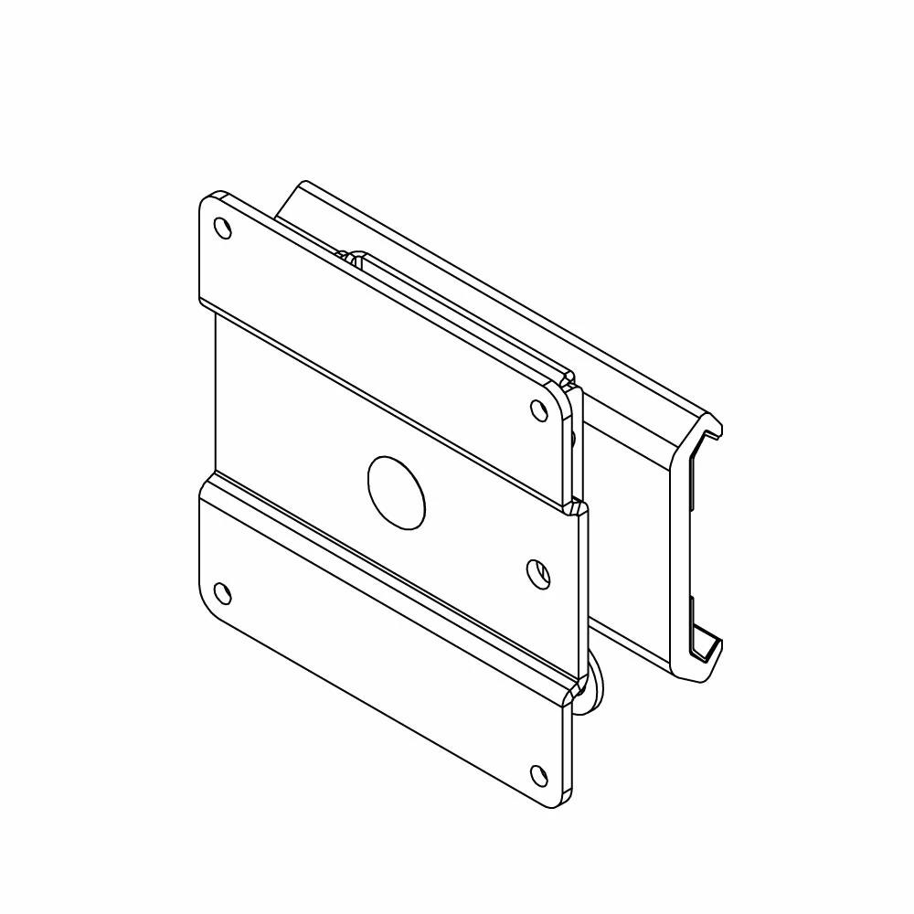 Line drawing showing ViewTrack quick release Monolok positioner with VESA bracket supporting 100x100 mm VESA pattern.