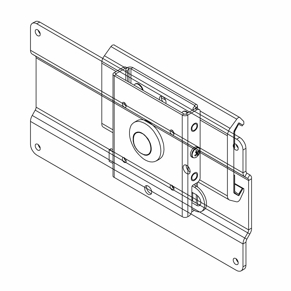 Line drawing showing ViewTrack quick release Monolok positioner with VESA bracket supporting 100x200 mm VESA pattern.