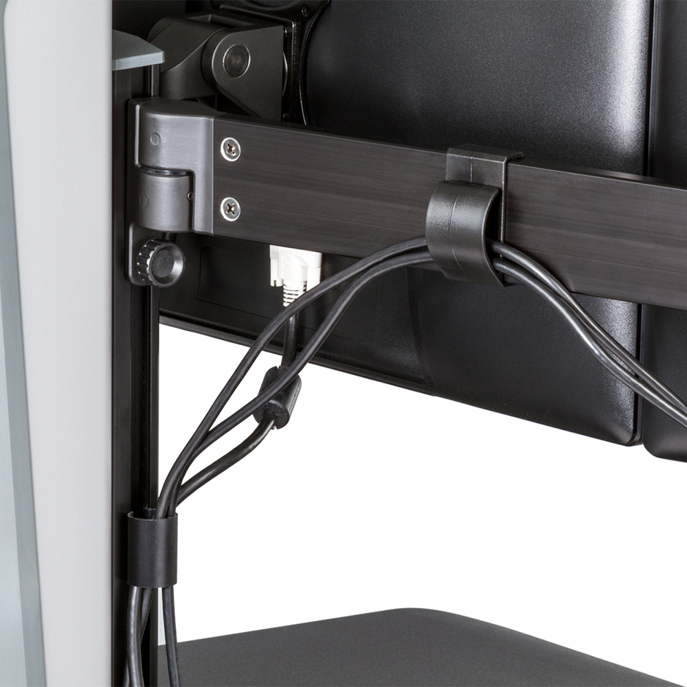Winston-E triple monitor workstation wire management rear view