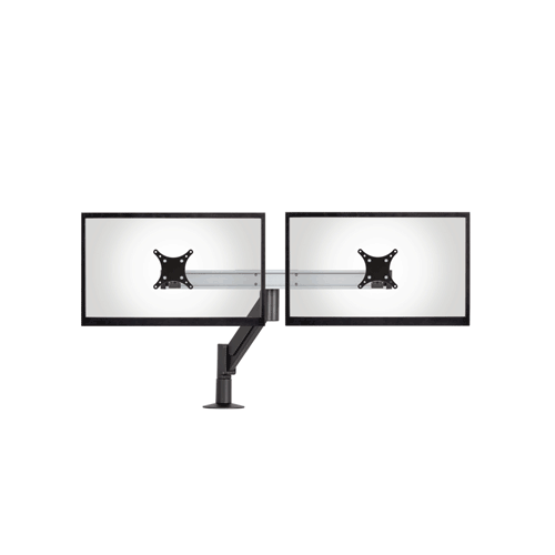 CMD2415 dual monitor arm front view showing individual monitor screen rotation