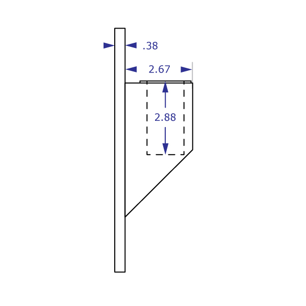 MKIT-D wall mount specification drawing side view with measurements