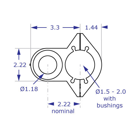 MKIT-E pole mount specification drawing top view with measurements