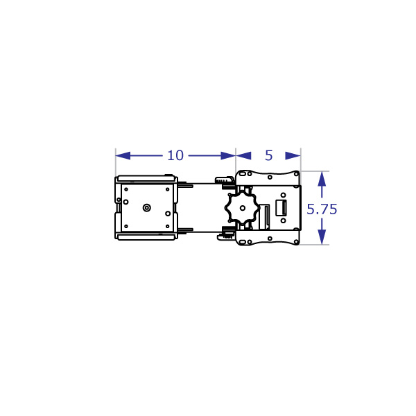 IS-LS-KIT ergonomic keyboard tray with track and tray removed specification drawing top view with measurements