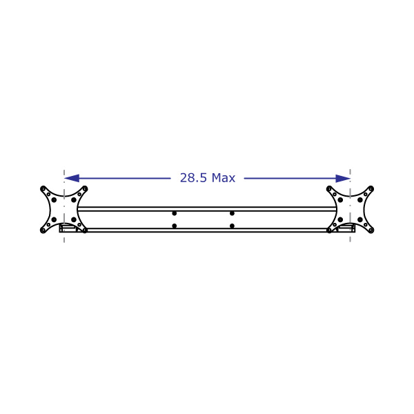 CMD2415 Specification drawing illustrates the maximum width between VESA brackets used on many Ergomart devices