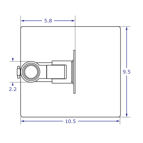 DS9109XS low profile monitor stand base specification drawing top view with measurements