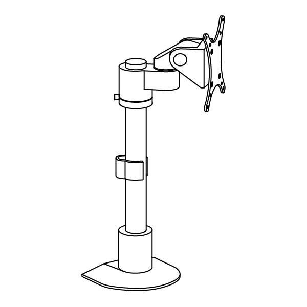 LS413S pole monitor mount specification drawing isometric view